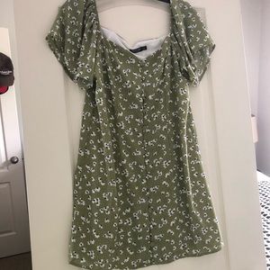 Green Buttoned Mini Dress